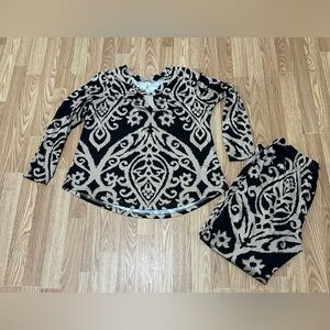 Bestbee Black & Tan Long Sleeve Top & Pants Pajama Set - Adult Large